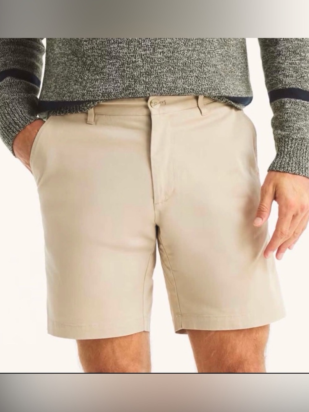Nautica Men's Flat Front 8” Deck  Shorts in True Stone, Size 30W